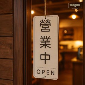 雙面掛牌,營業中掛牌,木質門口掛牌,商用標示牌,台灣製造,日系簡約風,營業中,咖啡店
